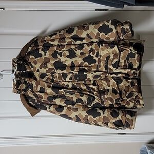 Vintage Columbia camo hunting jacket/parka with inner shell and detachable hood